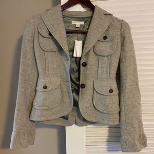 Brand New Gray ruffle detail blazer